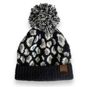 C.C Leopard Print Pom Beanie Toboggan